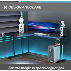 HOMCOM Scrivania Angolare Per Gaming E Ufficio Con Gancio Per Cuffie, Porta Tazza, Supporto Gamepad E Tappetino - Nero 9 HOMCOM Scrivania Angolare Per Gaming E Ufficio Con Gancio Per Cuffie, Porta Tazza, Supporto Gamepad E Tappetino - Nero -Armonia Casa 48390553 5