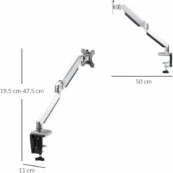 Vinsetto Supporto Monitor Da 13-32'' In Alluminio Regolabile In Altezza E Inclinazione, Orientamento Verticale/Orizzontale - Argento -Armonia Casa 48390580 3