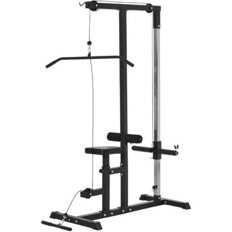 HOMCOM Stazione Fitness Pull Down Per Palestra In Casa Con Panca E Cavo Regolabile - Nero 1 HOMCOM Stazione Fitness Pull Down Per Palestra In Casa Con Panca E Cavo Regolabile - Nero