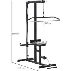 HOMCOM Stazione Fitness Pull Down Per Palestra In Casa Con Panca E Cavo Regolabile - Nero 7 HOMCOM Stazione Fitness Pull Down Per Palestra In Casa Con Panca E Cavo Regolabile - Nero -Armonia Casa 48390647 3