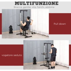 HOMCOM Stazione Fitness Pull Down Per Palestra In Casa Con Panca E Cavo Regolabile - Nero 8 HOMCOM Stazione Fitness Pull Down Per Palestra In Casa Con Panca E Cavo Regolabile - Nero -Armonia Casa 48390647 4