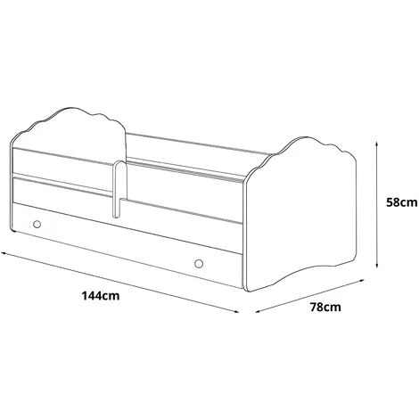 Dmora Letto Singolo Per Bambini, Lettino Con Cassettone E Protezione Anticaduta E Testiera A Nuvola, Cm 144x78h58, Colore Bianco, Con Imballo Rinforzato 3 Dmora Letto Singolo Per Bambini, Lettino Con Cassettone E Protezione Anticaduta E Testiera A Nuvola, Cm 144x78h58, Colore Bianco, Con Imballo Rinforzato - immagine 3