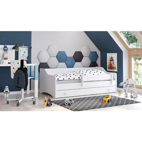Dmora Letto Singolo Per Bambini, Lettino Con Cassettone E Protezione Anticaduta Per Cameretta, Cm 164x85h60, Colore Bianco, Con Imballo Rinforzato 1 Dmora Letto Singolo Per Bambini, Lettino Con Cassettone E Protezione Anticaduta Per Cameretta, Cm 164x85h60, Colore Bianco, Con Imballo Rinforzato