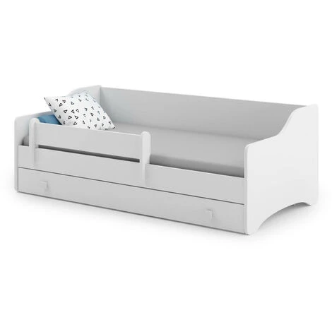 Dmora Letto Singolo Per Bambini, Lettino Con Cassettone E Protezione Anticaduta Per Cameretta, Cm 164x85h60, Colore Bianco, Con Imballo Rinforzato 2 Dmora Letto Singolo Per Bambini, Lettino Con Cassettone E Protezione Anticaduta Per Cameretta, Cm 164x85h60, Colore Bianco, Con Imballo Rinforzato - immagine 2