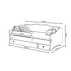Dmora Letto Singolo Per Bambini, Lettino Con Cassettone E Protezione Anticaduta Per Cameretta, Cm 164x85h70, Colore Bianco E Rosa, Con Imballo Rinforzato -Armonia Casa 48736843 3