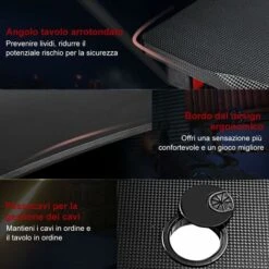 COSTWAY Scrivania Da Gaming, Scrivania Per Computer Con Porta Bicchiere, Tavolo Da Gamer Con Superficie In Fibra Di Carbonio, Capacità Di Carico 100 Kg, Nero -Armonia Casa 49150828 3