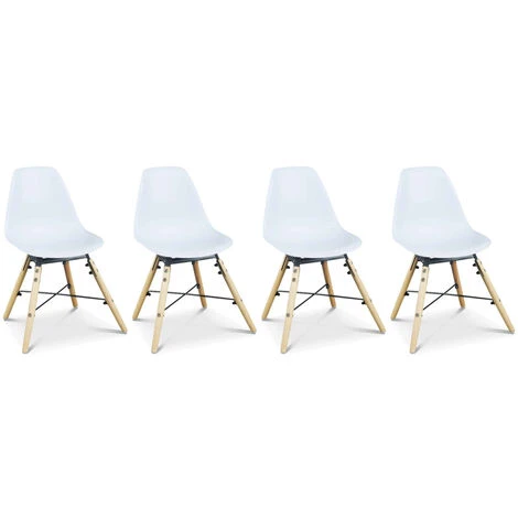 Set Di 4 Sedie Bianche Per Bambini, Legno Di Faggio, L30.5x P36 X H56cm, CHARLIE 1 Set Di 4 Sedie Bianche Per Bambini, Legno Di Faggio, L30.5x P36 X H56cm, CHARLIE