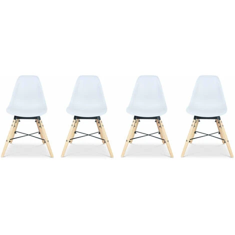 Set Di 4 Sedie Bianche Per Bambini, Legno Di Faggio, L30.5x P36 X H56cm, CHARLIE 2 Set Di 4 Sedie Bianche Per Bambini, Legno Di Faggio, L30.5x P36 X H56cm, CHARLIE - immagine 2