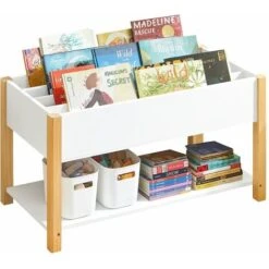 SoBuy Libreria Per Bambini Scaffale Per Bambini Con Vani Portaoggetti Scaffale Portaoggetti Per Bambini Leggio Per Libri Scaffale Per Giocattoli Bianco 85x42x45m KMB35-W