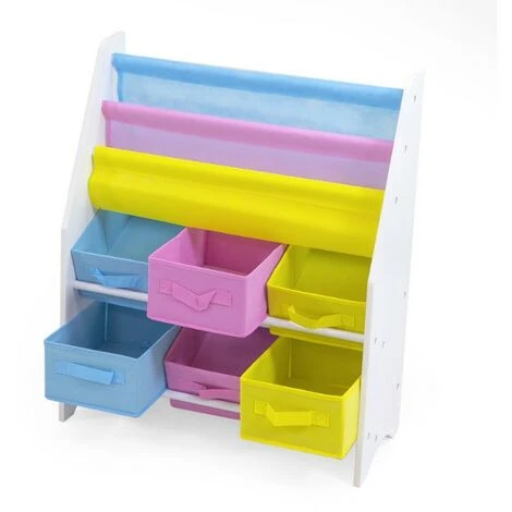 Scaffale Small In Legno Porta Libri E Giocattoli Con 3 Ripiani E 6 Cestoni 3 Scaffale Small In Legno Porta Libri E Giocattoli Con 3 Ripiani E 6 Cestoni - immagine 3