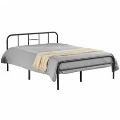 Yaheetech Struttura Letto A Doghe In Ferro Battuto Per Camera Da Letto Ospiti Hotel Soggiorno Stile Rustico Nera 140 X 190 Cm