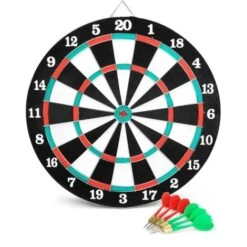 Trade Shop - Tiro Al Bersaglio Con 6 Freccette Tiro A Segno 40 Cm Doppio Lato Double Face