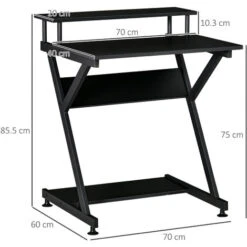 HOMCOM Tavolo Porta PC Salvaspazio Con Ripiano Monitor Rialzato, Scrivania Per Computer Da Ufficio In Legno, 70x60x85.5cm - Nero 7 HOMCOM Tavolo Porta PC Salvaspazio Con Ripiano Monitor Rialzato, Scrivania Per Computer Da Ufficio In Legno, 70x60x85.5cm - Nero -Armonia Casa 50247592 3