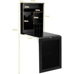 COSTWAY Scrivania Da Parete, Tavolo Pieghevole A Parete Con Lavagna E Mensola Regolabile, Scrivania Multifunzione Con Scaffali Per Casa Ufficio, 87 X 60 X 150 Cm (Nero) -Armonia Casa 50371083 4