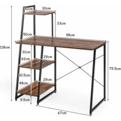 COSTWAY Scrivania Per Computer Con 4 Mensole, Scrivania Con Cuscinetti Regolabili E Libreria, Stile Industriale, Struttura In Metallo E Legno, Marrone 9 COSTWAY Scrivania Per Computer Con 4 Mensole, Scrivania Con Cuscinetti Regolabili E Libreria, Stile Industriale, Struttura In Metallo E Legno, Marrone -Armonia Casa 50371155 5