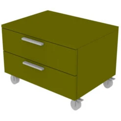 820C2 - Cassettiera Cameretta-ufficio L 60 Con Ruote E 2 Cassetti H.16, Con Guide A Chiusura Rallentata 60x45x44 (LxPxH) - Verde Militare