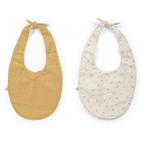 Kave Home - Set Yamile Di 2 Bavaglini Cotone Organico (GOTS) Senape E Beige Con Foglie Multicolori 2 Kave Home - Set Yamile Di 2 Bavaglini Cotone Organico (GOTS) Senape E Beige Con Foglie Multicolori - immagine 2