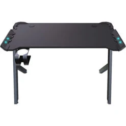 Scrivania Gaming Desk Postazione Computer PC Con LED Completa Di Accessori Tavolo Studio Salvaspazio Con Piedini Regolabili Disegno Soggiorno Camera Gamer Rockstone 120 X 61 X 73 Cm Nero -Armonia Casa 50828748 5