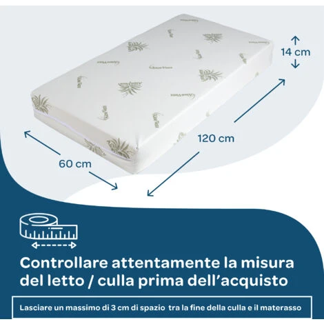 MATERASSO BABY PER CULLA PER LETTINO BAMBINO 60X120X14 CM 2 MATERASSO BABY PER CULLA PER LETTINO BAMBINO 60X120X14 CM - immagine 2