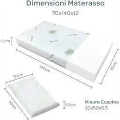 MATERASSO BABY PER LETTINO COMPLETO DI GUANCIALE 70X140X13 CM CON GUANCIALE -Armonia Casa 50986092 3