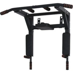 HOMCOM Barra Per Trazioni A Muro In Acciaio Con Imbottiture Antiscivolo, Carico Massimo 120kg, Nero