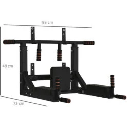 HOMCOM Barra Per Trazioni A Muro In Acciaio Con Imbottiture Antiscivolo, Carico Massimo 120kg, Nero 7 HOMCOM Barra Per Trazioni A Muro In Acciaio Con Imbottiture Antiscivolo, Carico Massimo 120kg, Nero -Armonia Casa 51030537 3