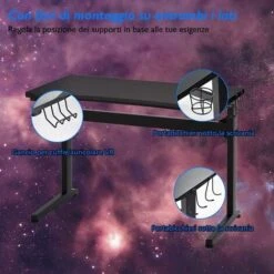 COSTWAY Scrivania Da Gaming, Tavolo Ergonomica Per Computer, Tavolo Videogiochi Con Porta Bicchiere Gancio Per Cuffie, Postazione Da Gamer, Struttura In Acciaio A Forma Di T, Ideale Per Casa Ufficio S -Armonia Casa 51107836 3