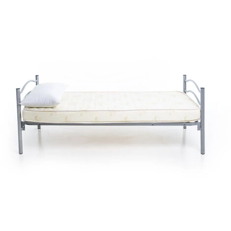 LETTO IN FERRO CON RETE COMPLETO DI MATERASSO E CUSCINO GRIGIO 2 LETTO IN FERRO CON RETE COMPLETO DI MATERASSO E CUSCINO GRIGIO - immagine 2