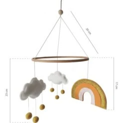 Mobile Pour Lit D'enfant Montessori En Feutre Et Bois, Motif Nuages Et Arc-en-ciel -Armonia Casa 51604503 5