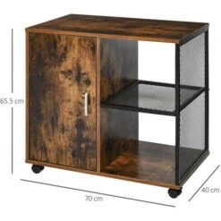 Mobile Mobiletto Stampante Legno MDF E Metallo 3 Ripiani + Anta Design Moderno -Armonia Casa 51776049 3