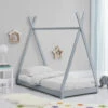 Lettino Montessori Tenda Capanna Letto Bambini In Legno 80x160cm Tipee Grigio