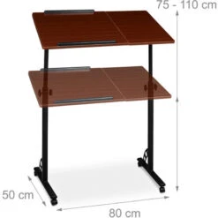Relaxdays Tavolino Per Pc, Supporto Computer Portatile, Mobile Grande HLP 110 X 80 X 50 Cm, Ruote Con Freno, Marrone -Armonia Casa 51969510 4
