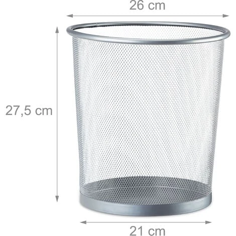Relaxdays Cestino Gettacarte In Metallo Da Ufficio Pattumiera A Rete Porta-rifiuti Ø 26 Cm Alto 27,5 Cm Argento 3 Relaxdays Cestino Gettacarte In Metallo Da Ufficio Pattumiera A Rete Porta-rifiuti Ø 26 Cm Alto 27,5 Cm Argento - immagine 3