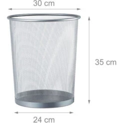 Relaxdays Cestino Gettacarte Metallo Grande Pattumiera Portarifiuti Da Ufficio 20 Litri Ø 30 Cm Alto 35 Cm Argento -Armonia Casa 51970865 3