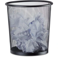 Relaxdays Cestino Gettacarte In Metallo Rete Pattumiera Carta Portarifiuti Da Tavolo Ø 23 Cm Alto 24 Cm Nero