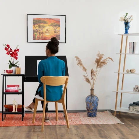 Relaxdays Scrivania Inclinabile, 3 Ripiani, Diversa Angolazione, Per Computer, Lavoro HLP 75x110x55 Cm, Nero 2 Relaxdays Scrivania Inclinabile, 3 Ripiani, Diversa Angolazione, Per Computer, Lavoro HLP 75x110x55 Cm, Nero - immagine 2