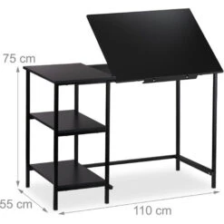Relaxdays Scrivania Inclinabile, 3 Ripiani, Diversa Angolazione, Per Computer, Lavoro HLP 75x110x55 Cm, Nero 8 Relaxdays Scrivania Inclinabile, 3 Ripiani, Diversa Angolazione, Per Computer, Lavoro HLP 75x110x55 Cm, Nero -Armonia Casa 51973260 4