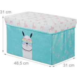 Relaxdays Scatola Portaoggetti Pieghevole, Sgabello Da Cameretta, Da 33 L, Con Lama, 31x32x32 Cm, Turchese 8 Relaxdays Scatola Portaoggetti Pieghevole, Sgabello Da Cameretta, Da 33 L, Con Lama, 31x32x32 Cm, Turchese -Armonia Casa 51975322 4