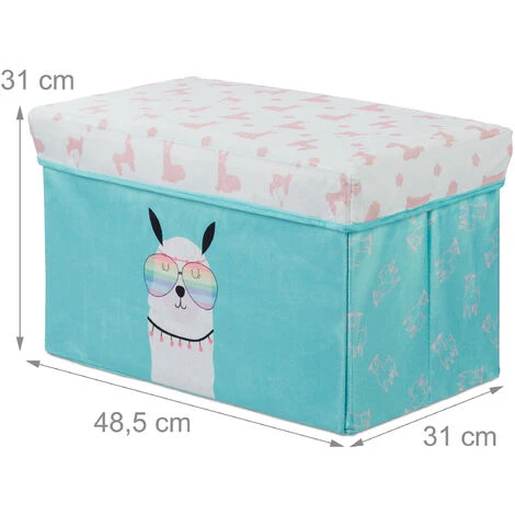 Relaxdays Scatola Portaoggetti Pieghevole, Sgabello Da Cameretta, Da 33 L, Con Lama, 31x32x32 Cm, Turchese 4 Relaxdays Scatola Portaoggetti Pieghevole, Sgabello Da Cameretta, Da 33 L, Con Lama, 31x32x32 Cm, Turchese - immagine 4