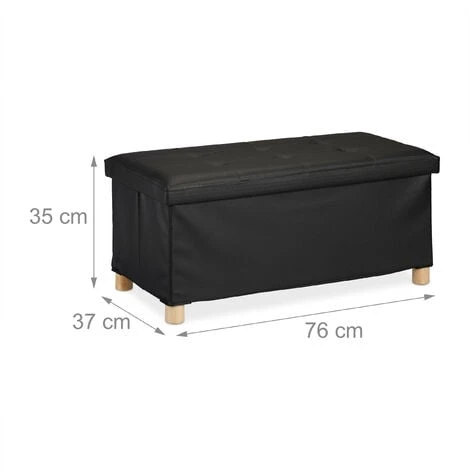 Relaxdays Panca Con Contenitore, In Similpelle, Imbottita, Corridoio, Camera Da Letto, HxLxP: 35 X 76 X 37 Cm, Nera 4 Relaxdays Panca Con Contenitore, In Similpelle, Imbottita, Corridoio, Camera Da Letto, HxLxP: 35 X 76 X 37 Cm, Nera - immagine 4