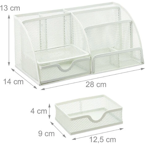 Relaxdays Portaoggetti Da Scrivania, Casa & Ufficio, Portapenne & Cassetto, Organizer In Metallo, 13x28x14 Cm, Bianco 4 Relaxdays Portaoggetti Da Scrivania, Casa & Ufficio, Portapenne & Cassetto, Organizer In Metallo, 13x28x14 Cm, Bianco - immagine 4