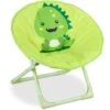 Relaxdays Moon Chair, Sedia Pieghevole Ultraleggera Per Bambini E Bambine, Interni E Esterni, Poltroncina, Mostro Verde