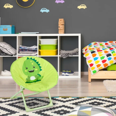 Relaxdays Moon Chair, Sedia Pieghevole Ultraleggera Per Bambini E Bambine, Interni E Esterni, Poltroncina, Mostro Verde 2 Relaxdays Moon Chair, Sedia Pieghevole Ultraleggera Per Bambini E Bambine, Interni E Esterni, Poltroncina, Mostro Verde - immagine 2