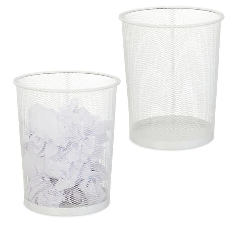2x Cestino Gettacarta, Ufficio & Cameretta, Aperto, Rotondo, Metallico, Bidone Della Carta, HxD 35x29,5 Cm,Bianco 1 2x Cestino Gettacarta, Ufficio & Cameretta, Aperto, Rotondo, Metallico, Bidone Della Carta, HxD 35x29,5 Cm,Bianco