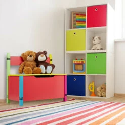 Relaxdays Panchetta Con Cassapanca, Salvaspazio, Con Coperchio, Cameretta Bambini, HLP 54,5x60x35 Cm, MDF, Multicolore -Armonia Casa 51981800 5