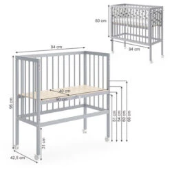 Letto Per Allattamento „Sophie“ Grigio Con 2 Sponde E Materasso VitaliSpa 7 Letto Per Allattamento „Sophie“ Grigio Con 2 Sponde E Materasso VitaliSpa -Armonia Casa 52457845 3