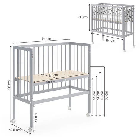 Letto Per Allattamento „Sophie“ Grigio Con 2 Sponde E Materasso VitaliSpa 3 Letto Per Allattamento „Sophie“ Grigio Con 2 Sponde E Materasso VitaliSpa - immagine 3