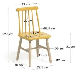 Kave Home - Sedia Per Bambini Tressia Legno Massiccio Caucciù Con Finitura Senape E Naturale -Armonia Casa 52541513 5