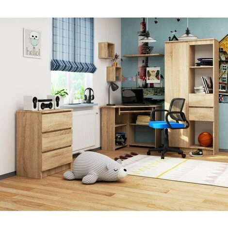 Scrivania Moderna, Scrivania Angolare, Scrivania Salvaspazio, 80 X 74 X 80 - Colore: Larice 2 Scrivania Moderna, Scrivania Angolare, Scrivania Salvaspazio, 80 X 74 X 80 - Colore: Larice - immagine 2