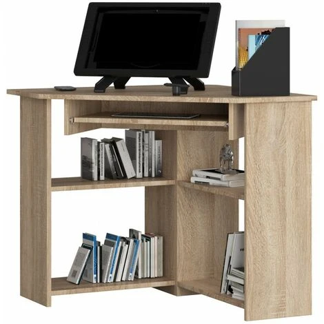 Scrivania Moderna, Scrivania Angolare, Scrivania Salvaspazio, 80 X 74 X 80 - Colore: Larice 3 Scrivania Moderna, Scrivania Angolare, Scrivania Salvaspazio, 80 X 74 X 80 - Colore: Larice - immagine 3